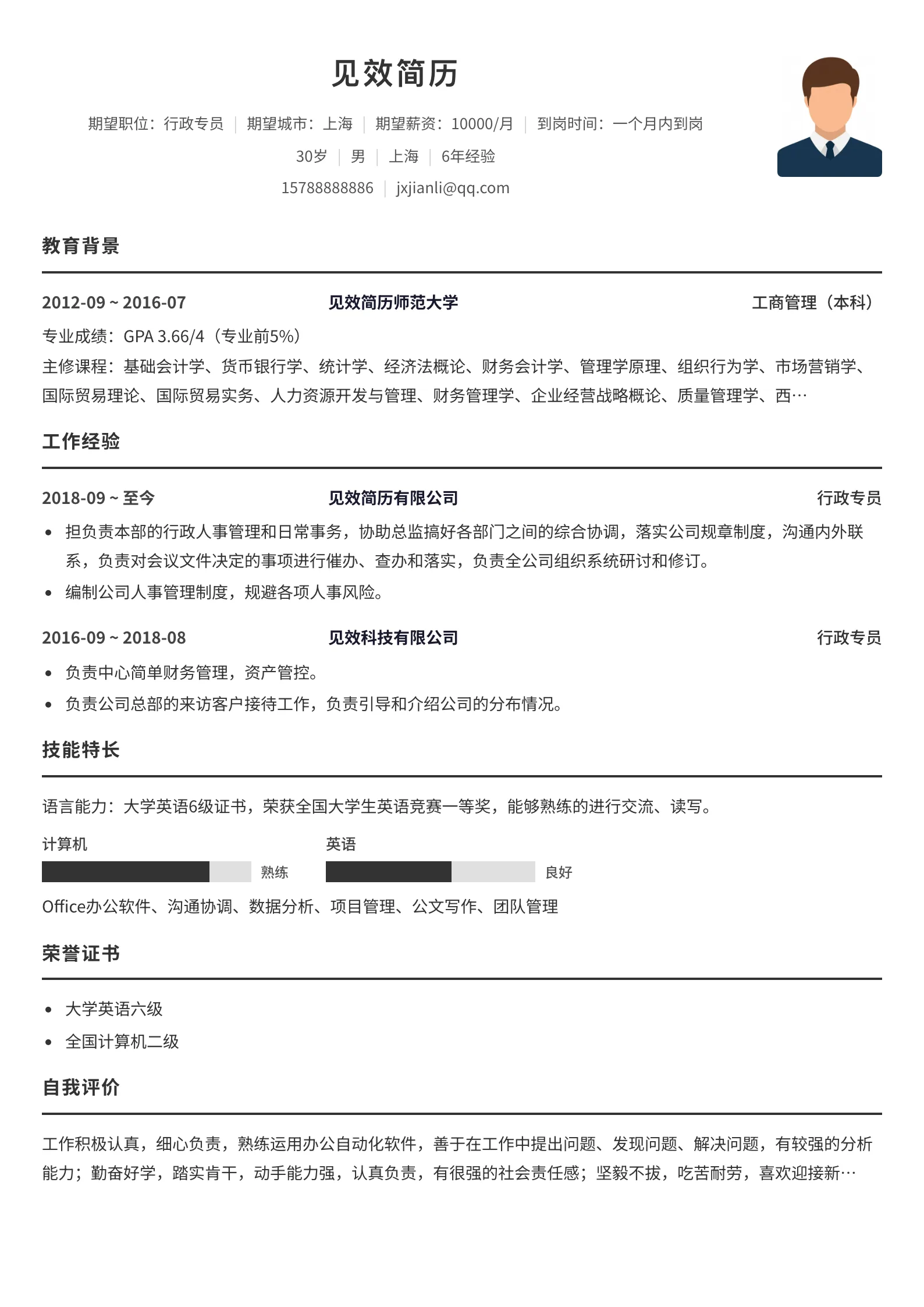热门经典简约简历模板