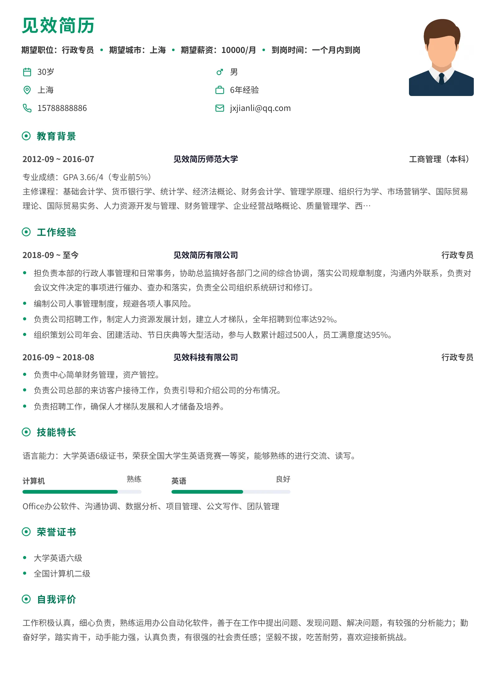 翠绿同心圆环简历模板