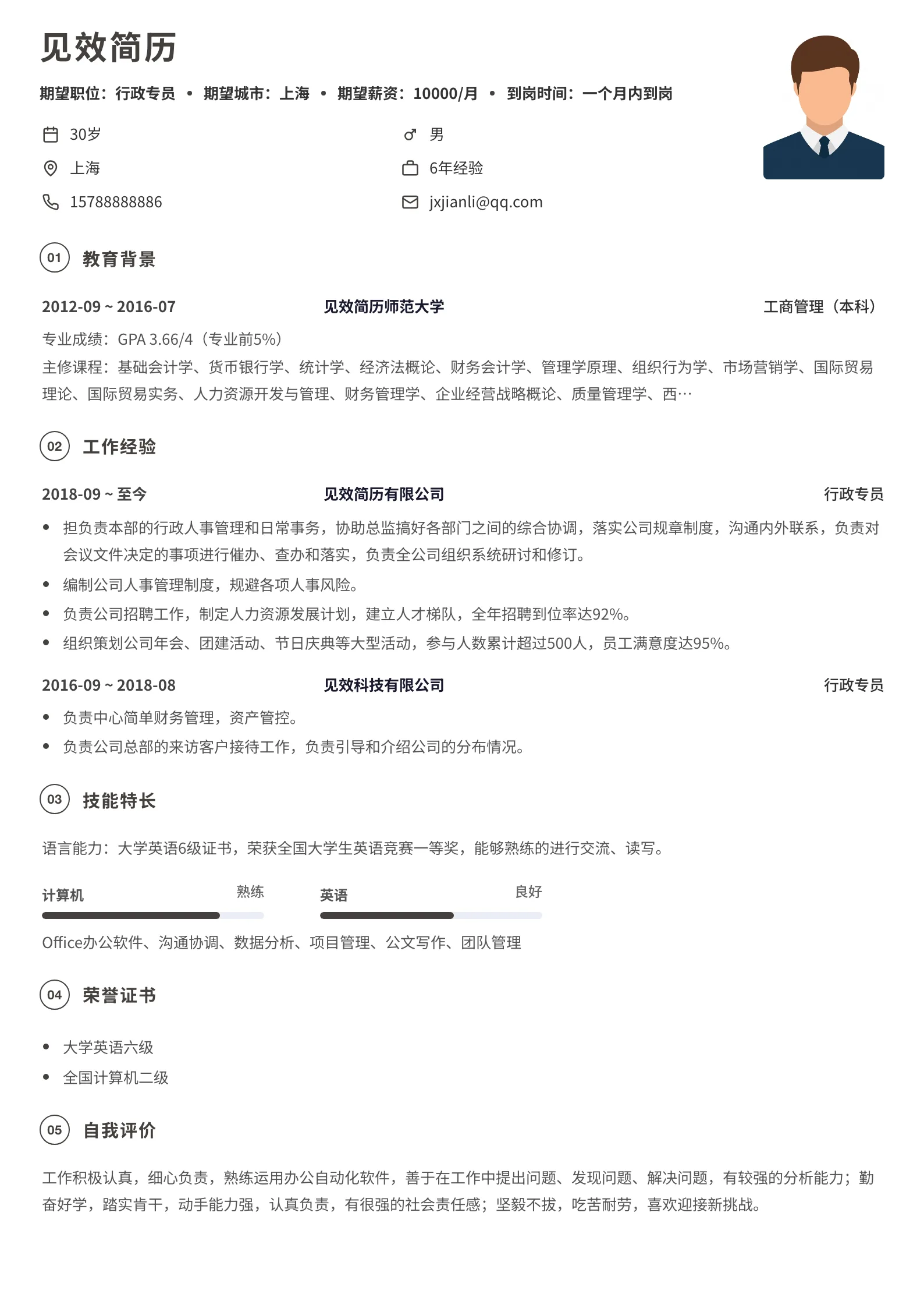 摩卡编号圆圈简历模板