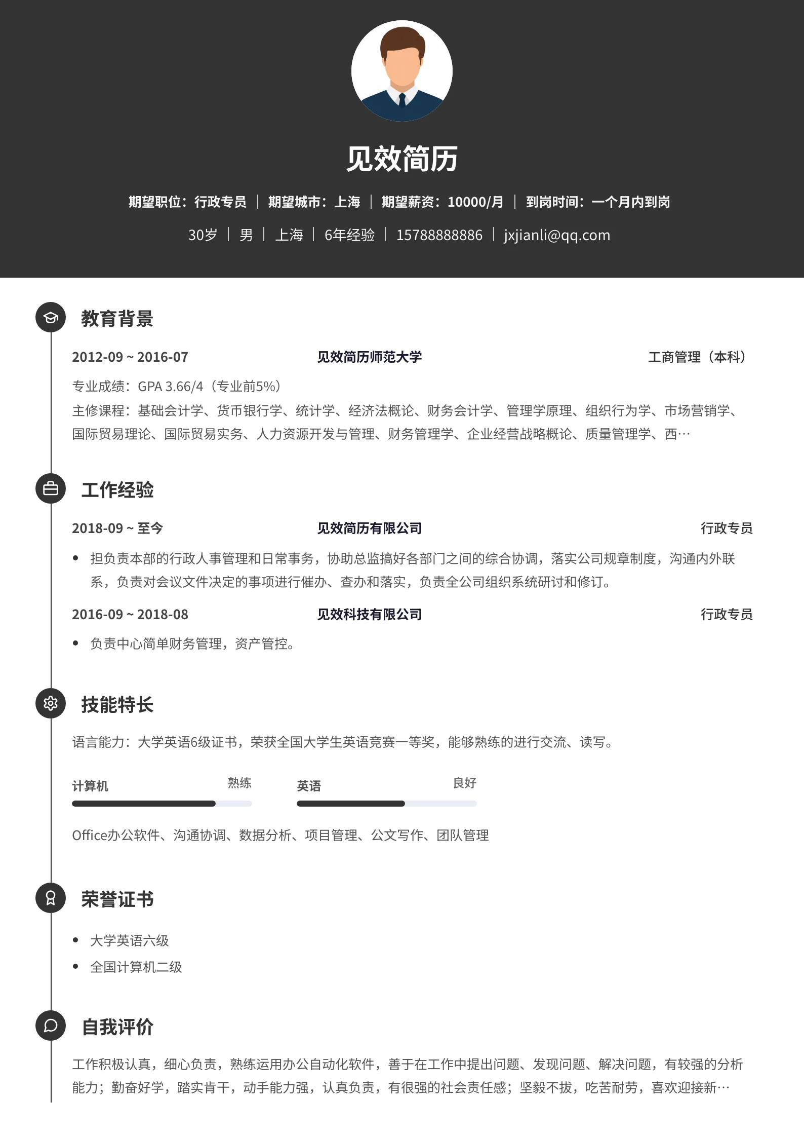 圆标经典简历模板